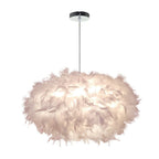 White Feather Pendant Light With Metal Frame