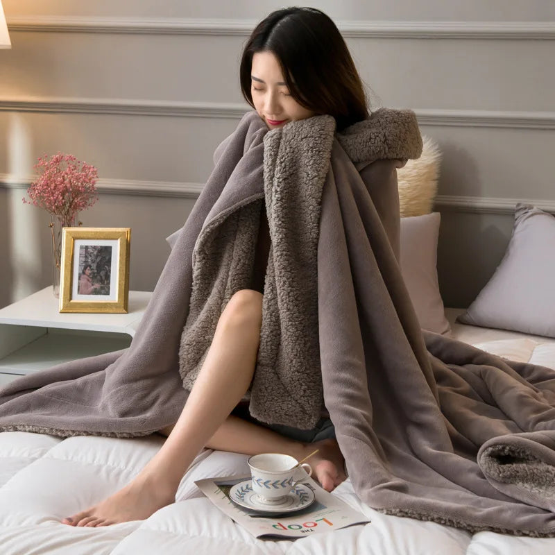 DecorBites™ Cozy Lambswool Flannel Blanket for Sofa, Office, and Bed