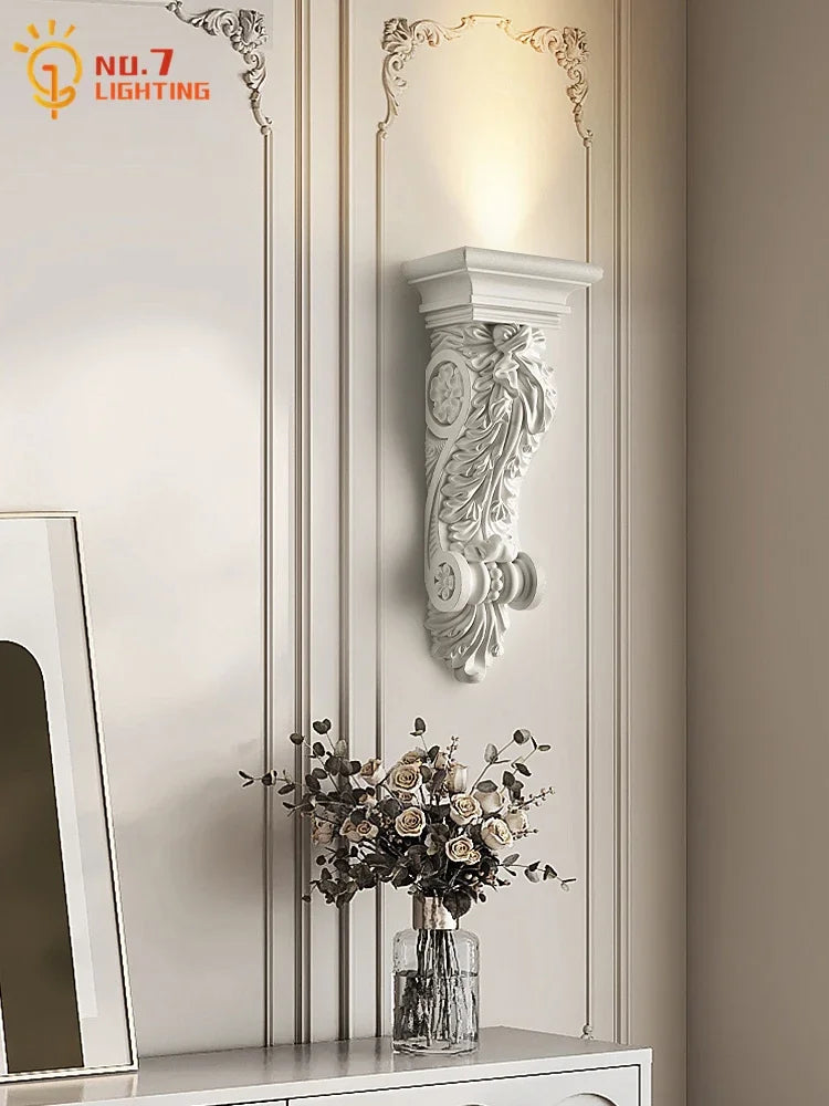 DecorBites™ Cream Resin Wall Lamp LED E27 for Classical Living Spaces