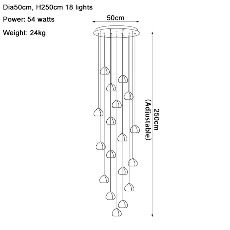 DecorBites™ Crystal Water Droplet Chandelier: Modern LED Staircase Pendant Light - Luxury Ball Hanging Lamp