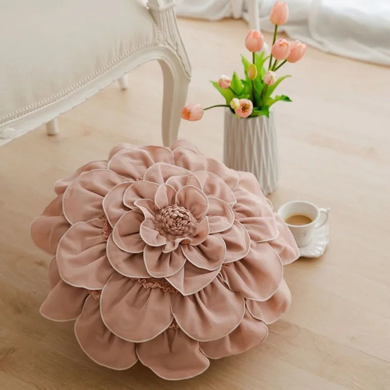 DecorBites™ 3D Flowers Pillows - White Petal Cushions for Home Decor in 50x50cm Size