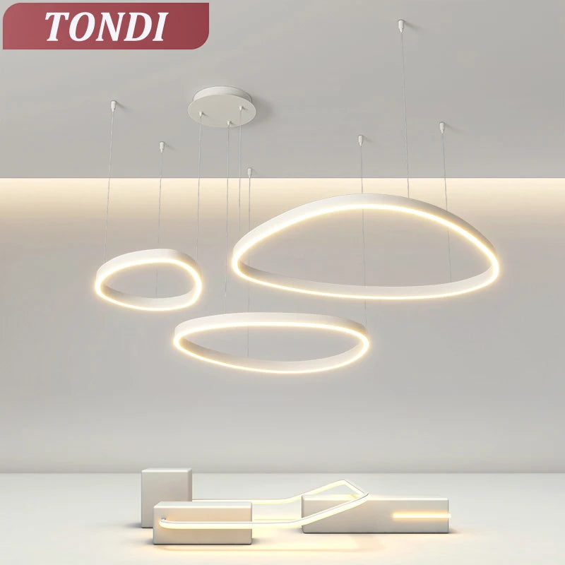 Modern White LED Ring Pendant Chandelier