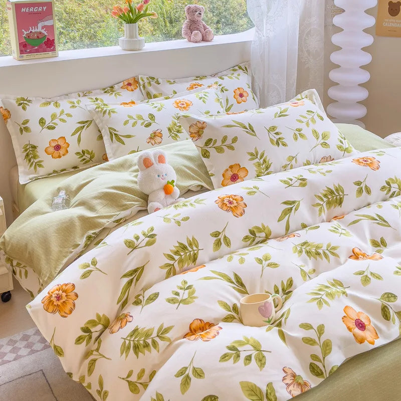 DecorBites™ Cotton Printed Bedding Set: Thick & Cozy Single Bedclothes for Adults & Kids