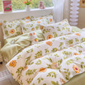 DecorBites™ Cozy Flower Print Bedding Set: Brushed Cotton, Skin-Friendly, Soft, Thick, 4Pcs