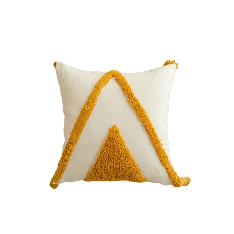 DecorBites™ Geometric Tufted Tassel Cushion Cover - Modern Boho Sofa Decor