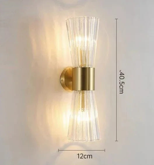 DecorBites™ مصباح حائط زجاجي كريستالي ذهبي لديكور غرف النوم الفاخرة