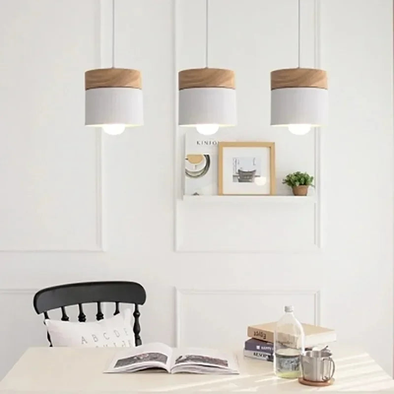 Nordic Macaron Wood & Iron Pendant Light