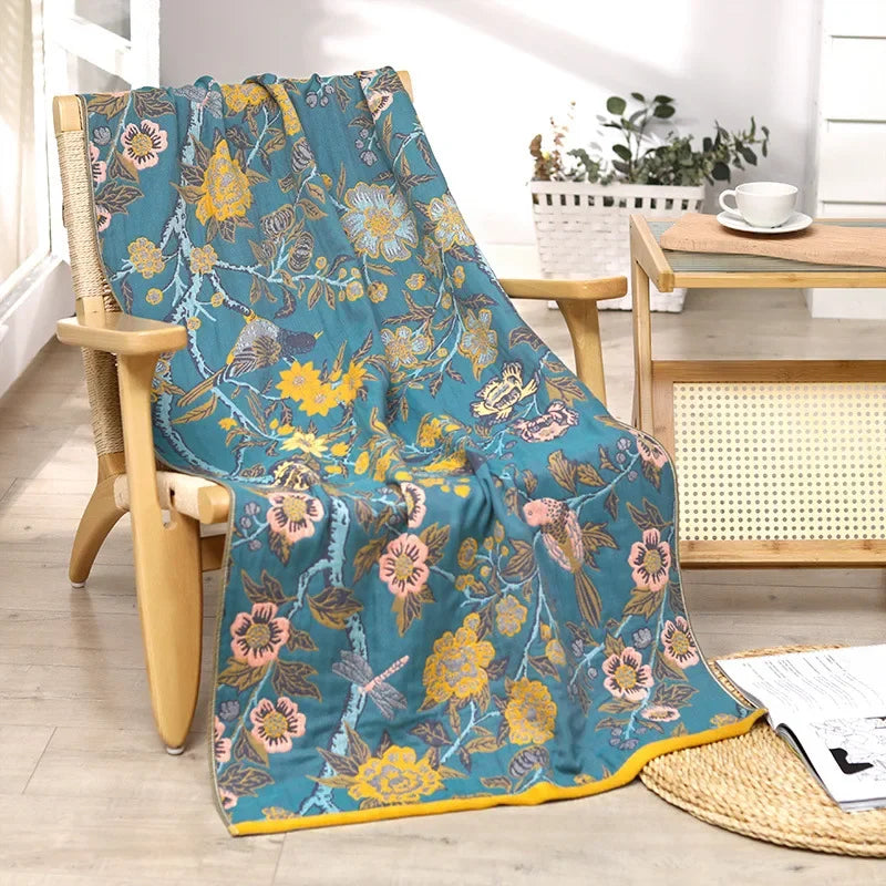 DecorBites™ Cotton Bath Towel - Boho Floral Design - Absorbent & Quick Dry - Large Size 80x160cm