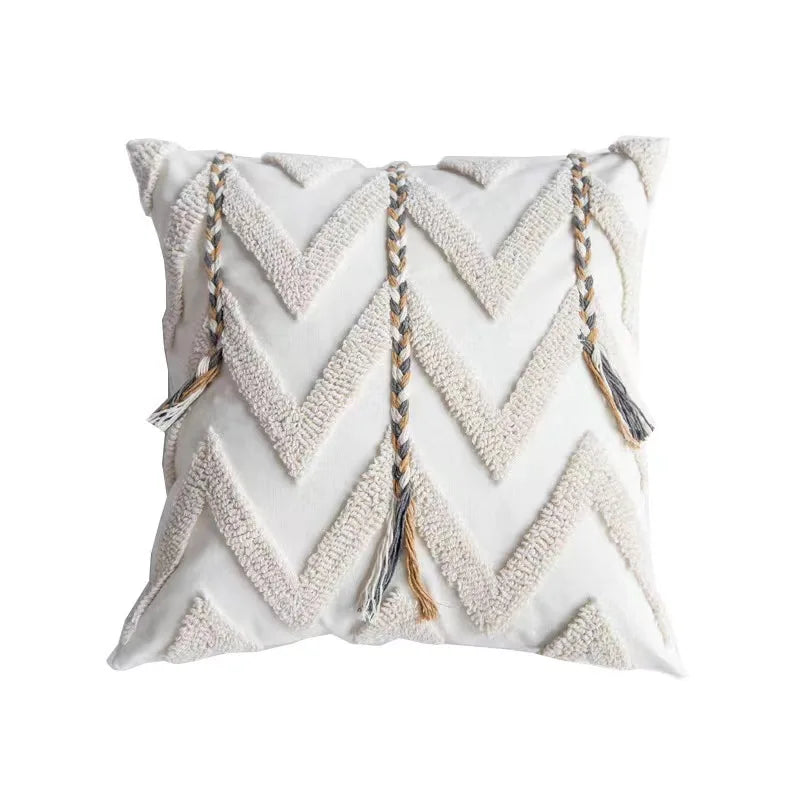 DecorBites™ Geometric Tufted Tassel Cushion Cover 30x50cm