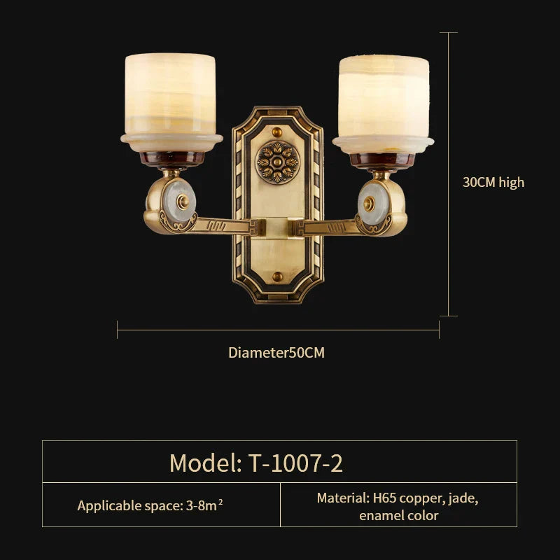 DecorBites™ All Copper Jade Chandelier, Modern Chinese Style for Living Room, Bedroom, Dining Room.