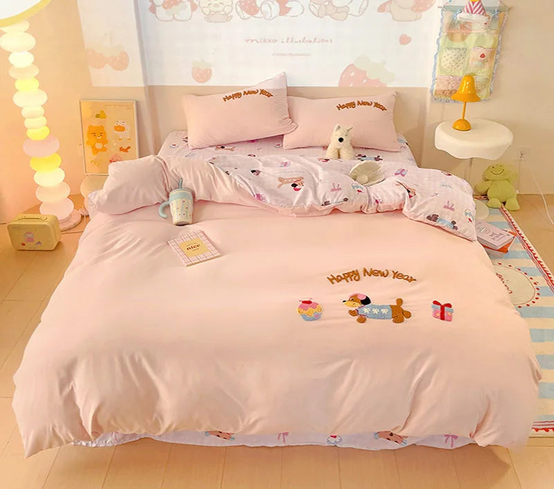 DecorBites™ Cotton Bedding Set Cute Pattern Soft Comforter Single/Double Size Duvet Cover