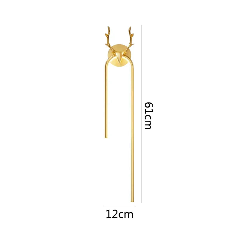 مصباح حائط DecorBites™ على شكل رأس غزال ذهبي لديكور غرفة المعيشة وغرفة النوم