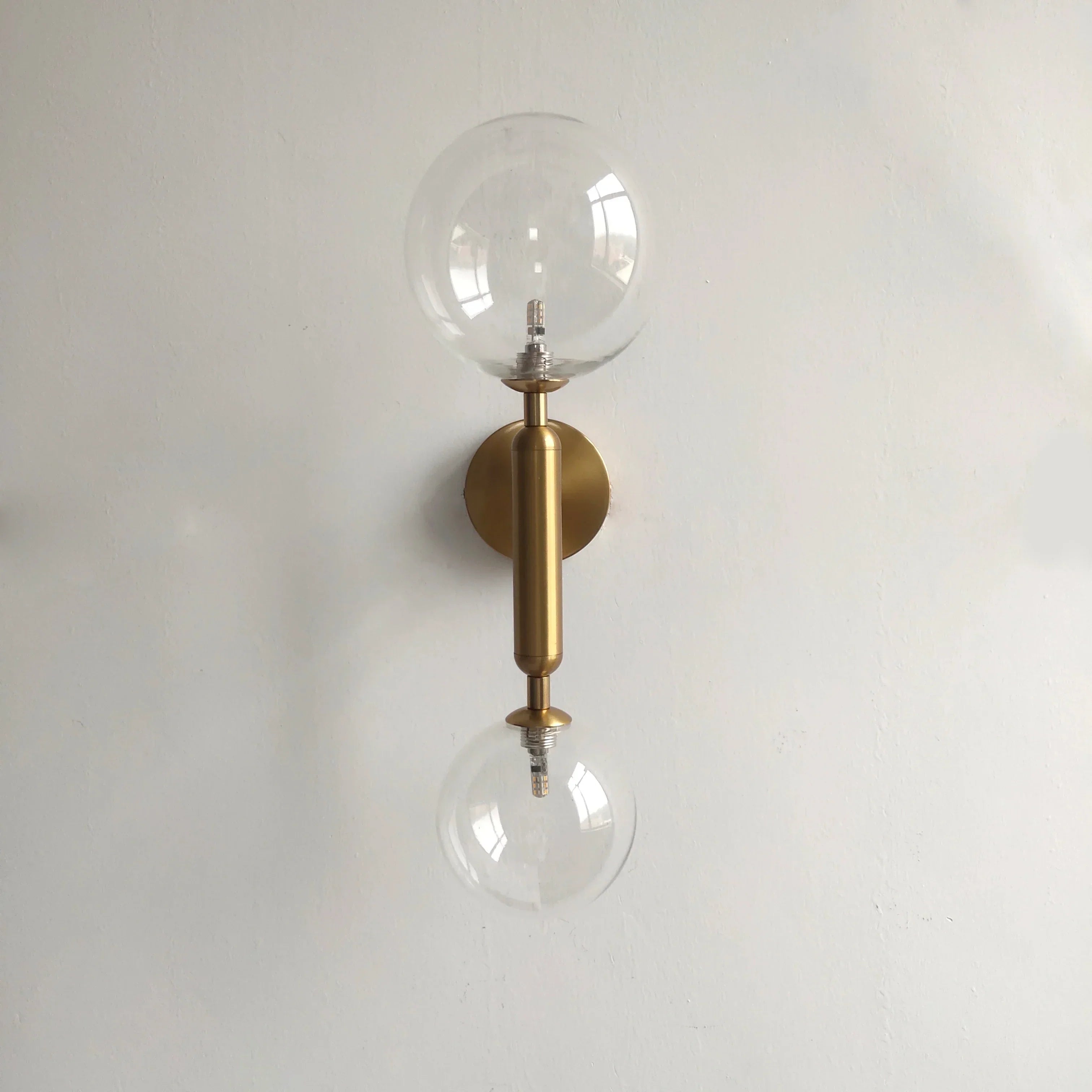 DecorBites™ Golden LED Wall Sconce with Milky Glass Ball, 2 G4 Bulbs