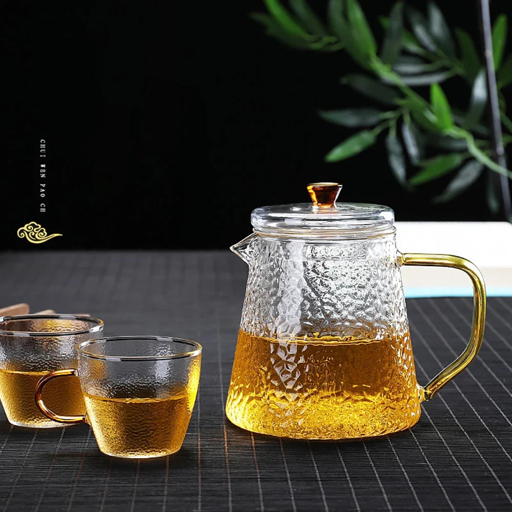 إبريق شاي DecorBites™ زجاجي مقاوم للحرارة مع مصفاة شاي بو-إير لتقطير الشاي
