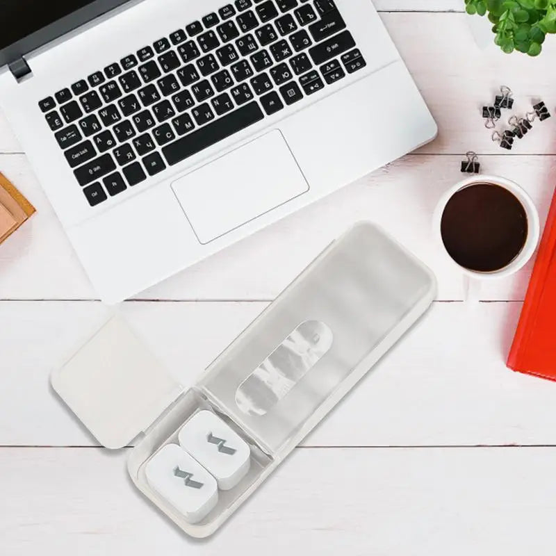 DecorBites™ Cable Box: Desk Organizer for Charger, Cord, Phone | Storage with Cover