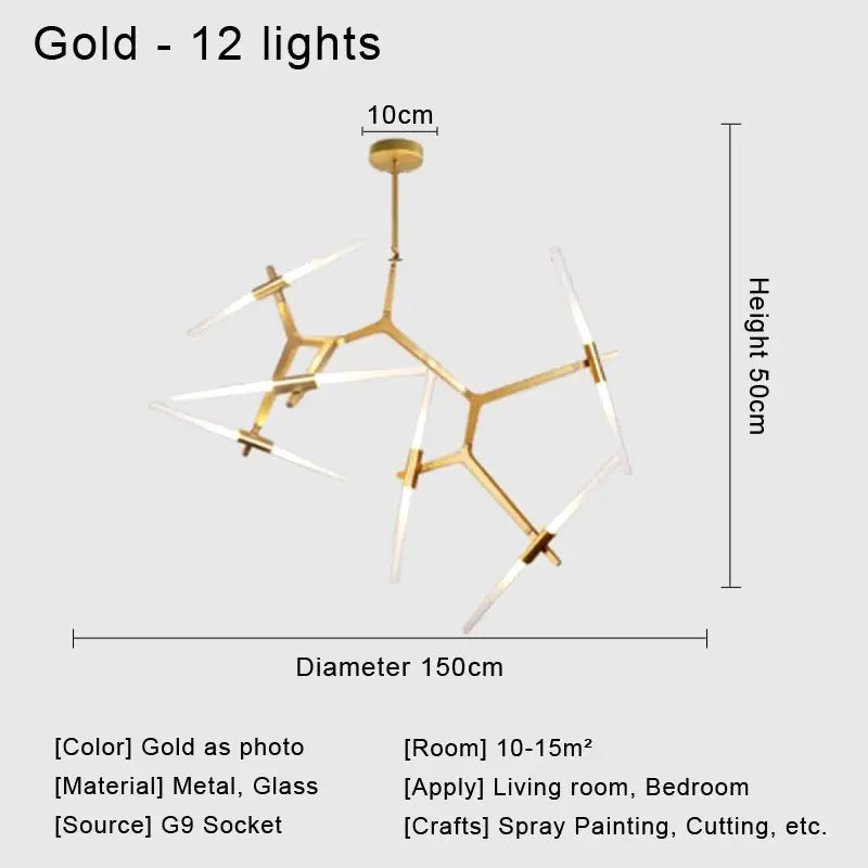 DecorBites™ Glass LED Chandelier Ceiling Light for Modern Nordic Design Home Decor