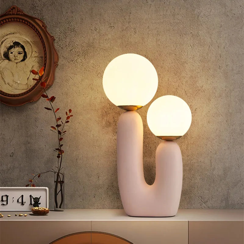 DecorBites™ Glass Ball Table Lamp: Green Pink Resin Nordic Cute Bedroom Living Room Decor