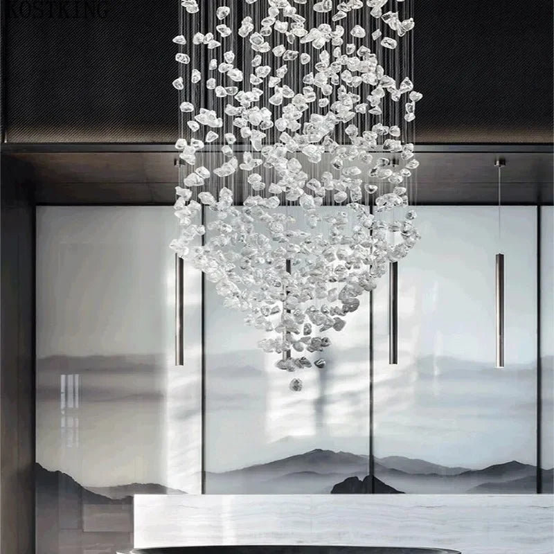 DecorBites™ Crystal LED Chandelier: Luxury Staircase & Hallway Lighting Fixture