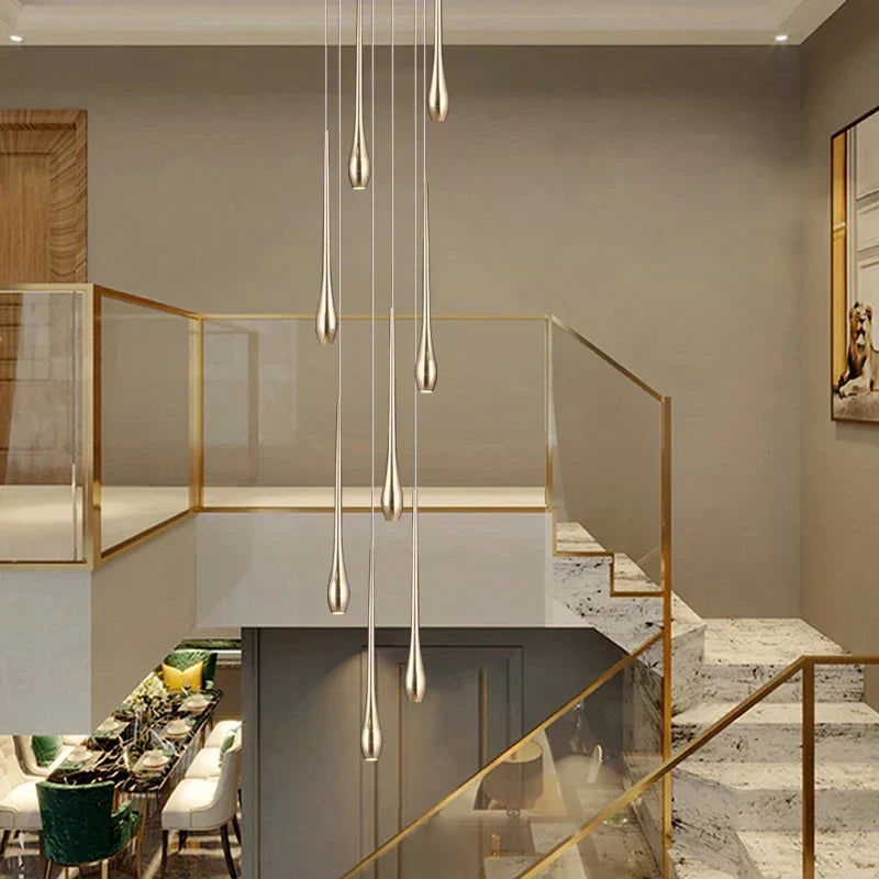 DecorBites™ Gold-Plated LED Ceiling Chandelier for Staircase, Living Room, Kitchen, Attic