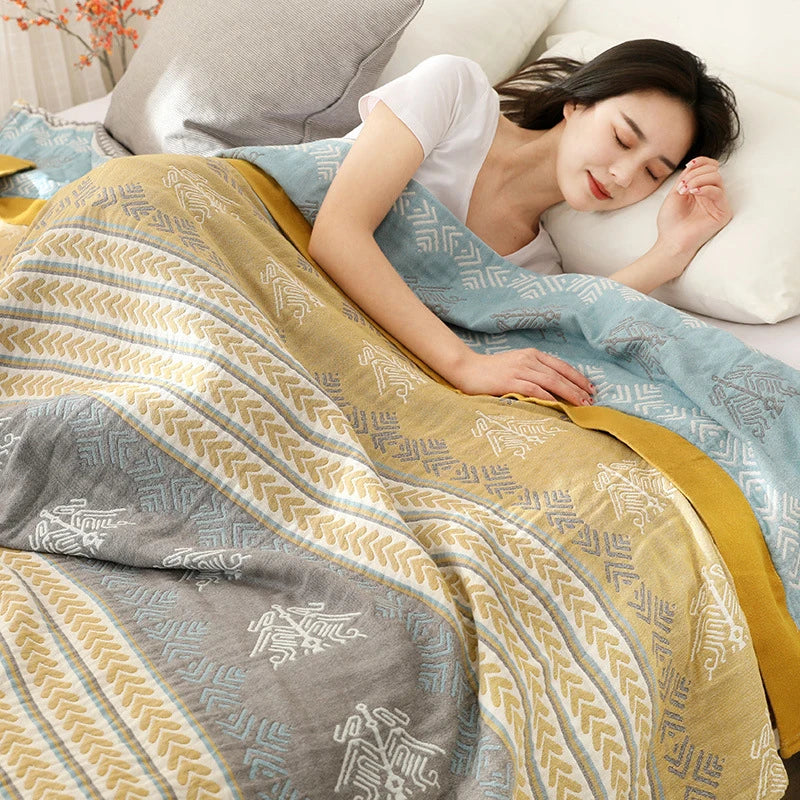 DecorBites™ Cotton Gauze Summer Blanket: Soft, Breathable, Cooling Quilt