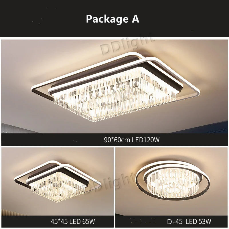 DecorBites™ Crystal Industrial Pendant Chandelier Set for Modern Living Room and Bedroom Decor