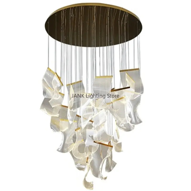 مصباح قلادة أكريليك LED من DecorBites™ لثريا درج حديثة فاخرة
