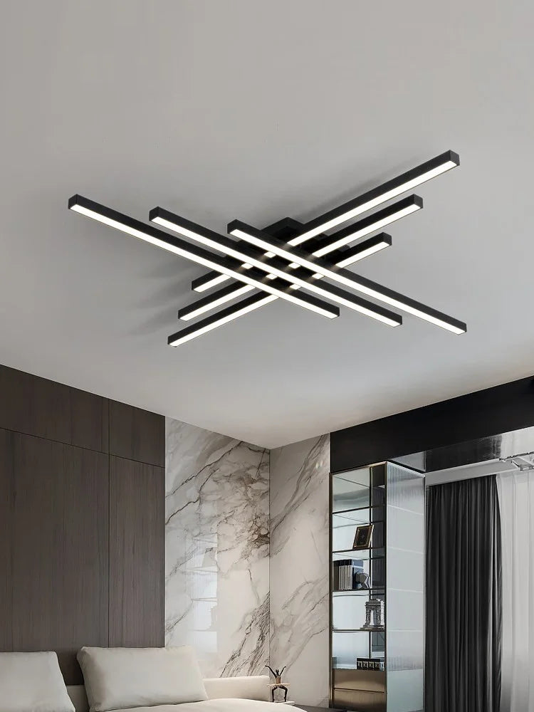 DecorBites™ Black Chandelier LED Ceiling Lamp: Nordic Minimalist Square Living Room & Bedroom Lights