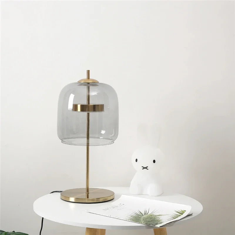 DecorBites™ Glass Lampshade LED Table Lamp for Modern Bedroom Decor