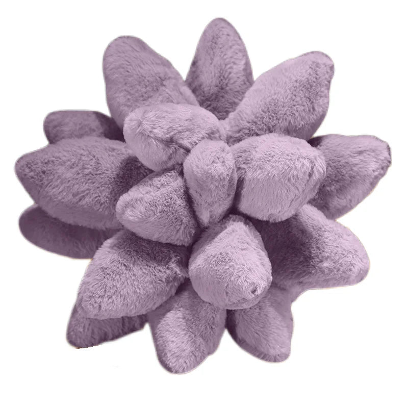 DecorBites™ 3D Succulent Cactus Flower Throw Pillow - Handcrafted Lavender Decor