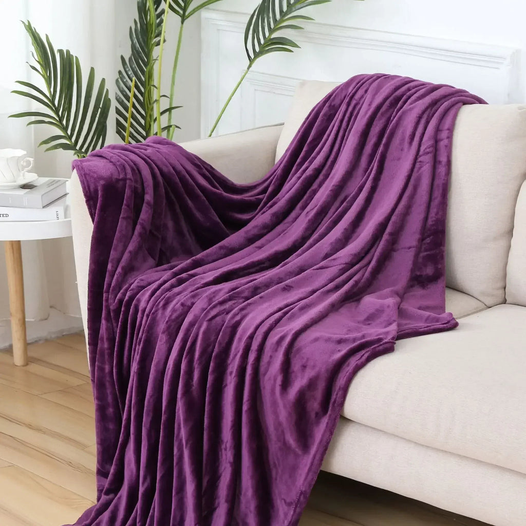 DecorBites™ Cozy Flannel Warm Blanket: Soft Plush Coral Fleece Bed Cover & Shawl
