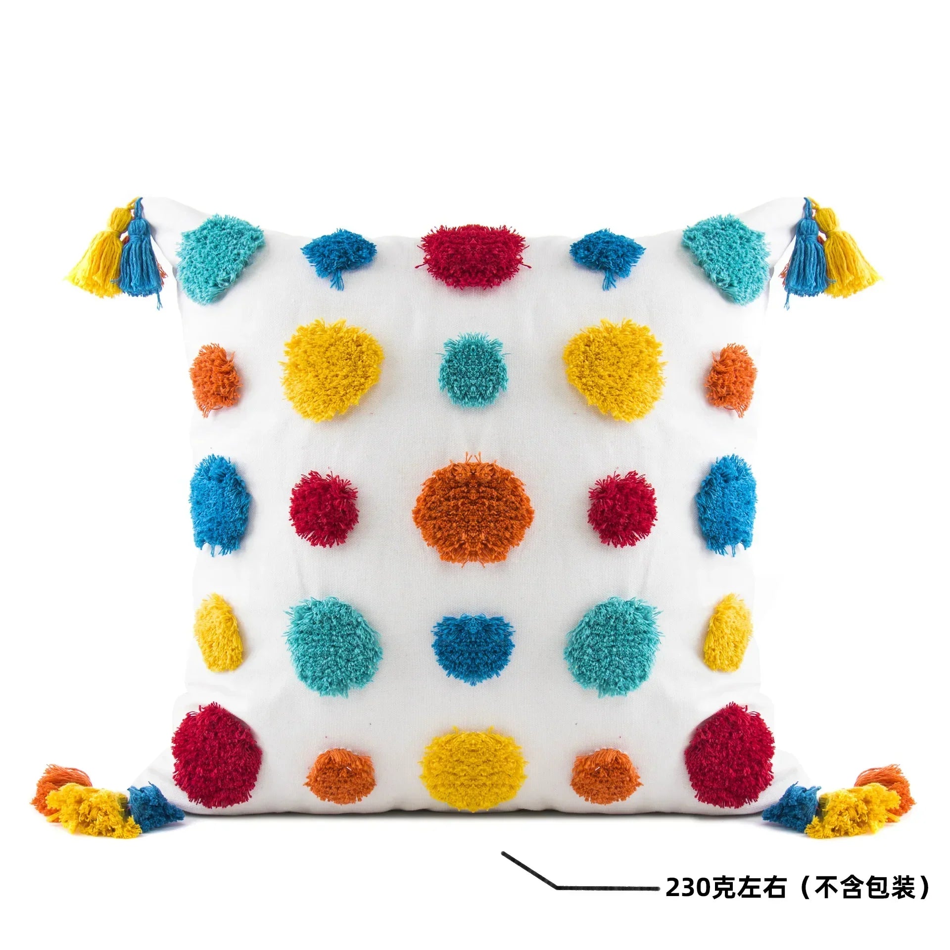 DecorBites™ Geometric Hand-Embroidered Tassel Pillowcase