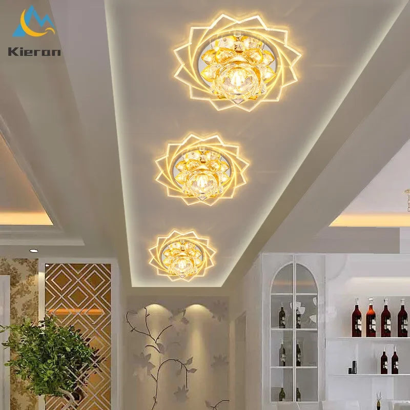 مصباح سقف لوتس كريستال ليد من DecorBites™، إضاءة نورديك ساطعة، طراز عصري