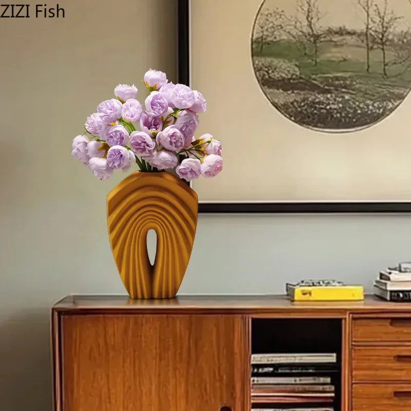 DecorBites™ Geometric Ceramic Vase Set for Modern Floral Arrangements