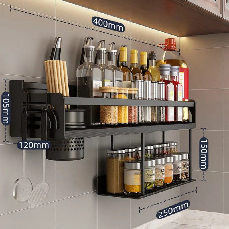 DecorBites™ Double-Layer Kitchen Organizer Wall Spice Storage Rack