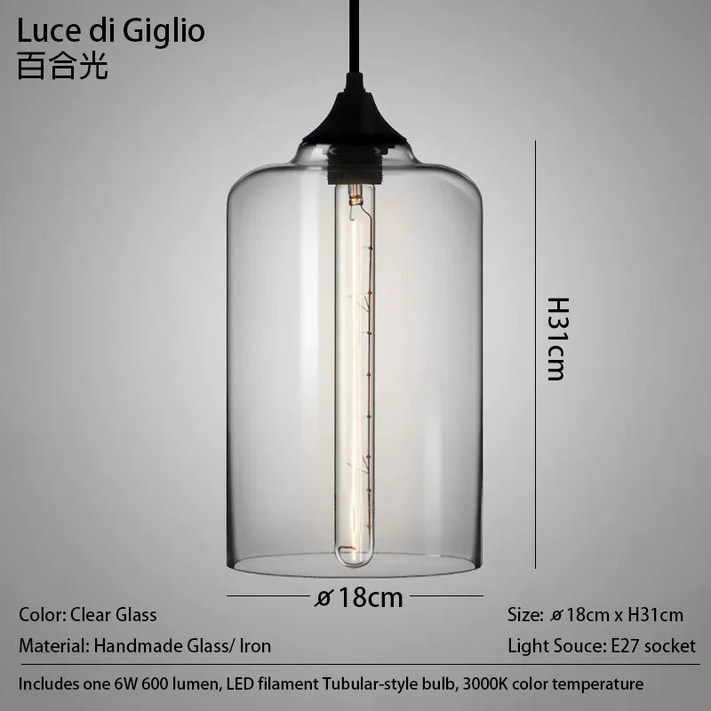 Handmade Glass Nordic Pendant Light With Chrome Finish