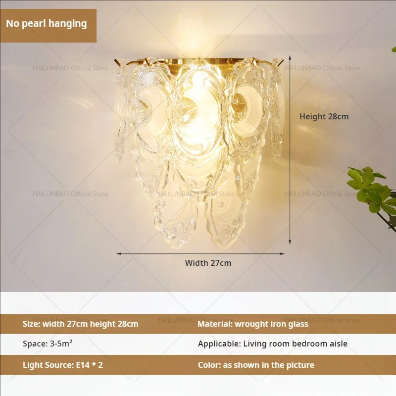 DecorBites™ مصباح حائط زجاجي كريستالي فاخر للممرات وغرف المعيشة وغرف النوم والإضاءة في الممرات