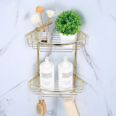 طقم أدوات حمام ذهبي DecorBites™‎: رف مناشف، رف، حامل ورق، حامل مناديل، حامل فرشاة تواليت