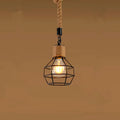 Vintage Hemp Rope Iron Pendant Light in Black