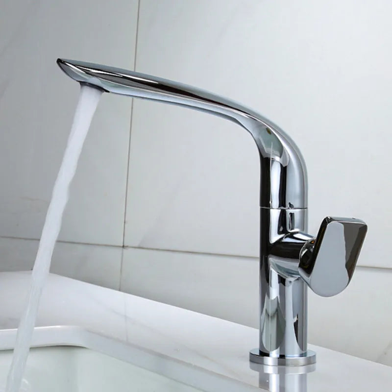 Robinet de lavabo DecorBites™ : Mitigeur de salle de bain noir en laiton, robinet de lavabo chaud-froid à poignée unique