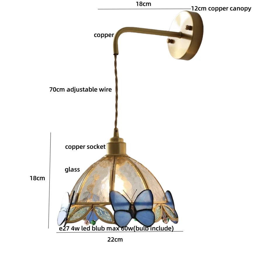 DecorBites™ Tiffany Butterfly Glass Wall Lamp with Adjustable LED Light