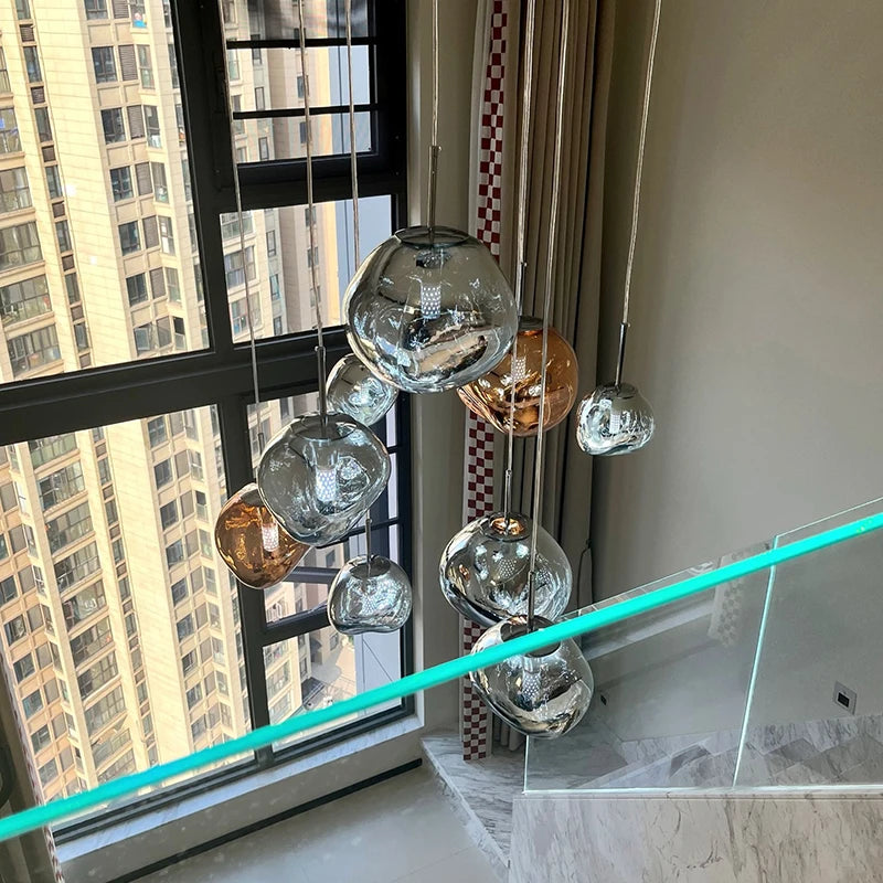 Lava-Inspired Acrylic Pendant Light in Polished Chrome