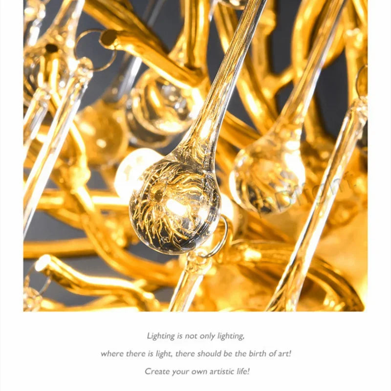 DecorBites™ Crystal Dendritic Chandelier: Modern Luxe for Living Room, Dining Room, Bedroom, Hotel Lobby