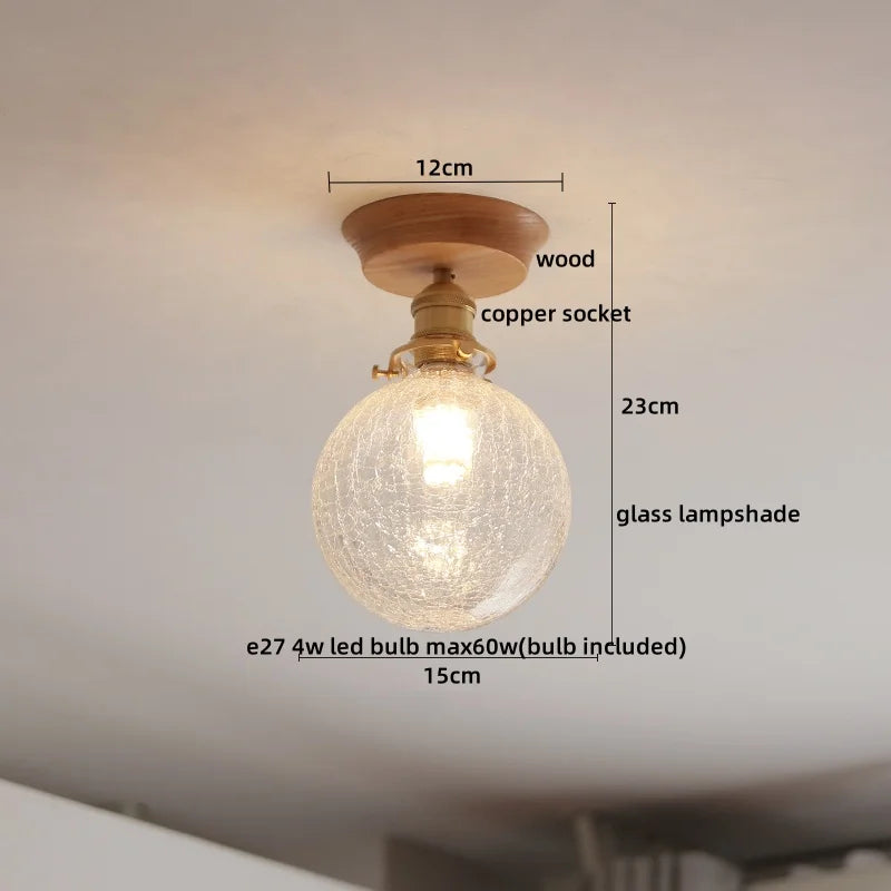 DecorBites™ Glass Wood LED Ceiling Light Modern Ceiling Lamp