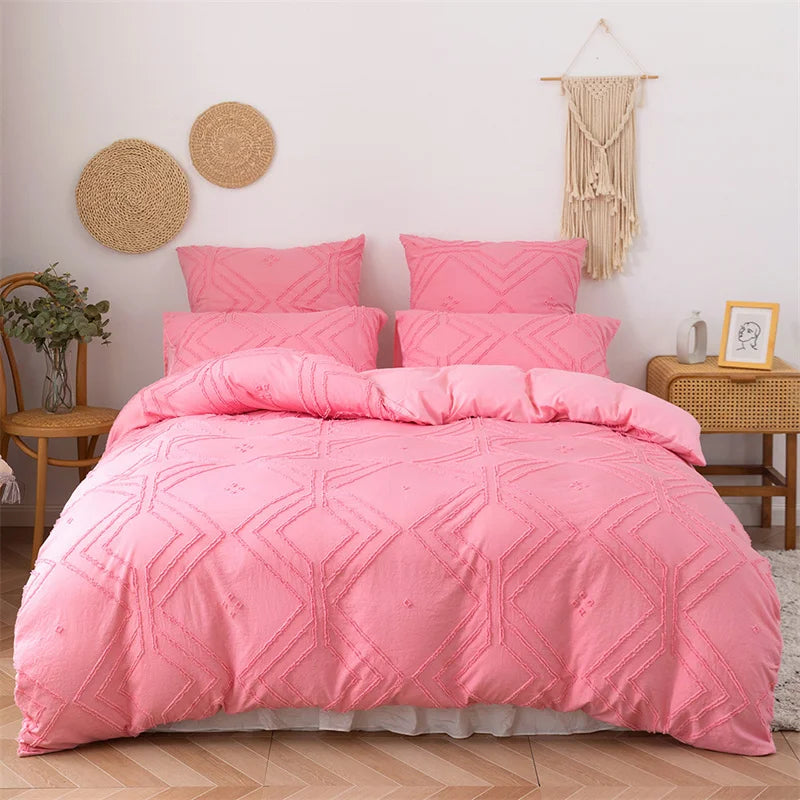 DecorBites™ طقم غطاء لحاف أزهار مقطوعة هندسية بحجم كينج من مفروشات عالية الجودة