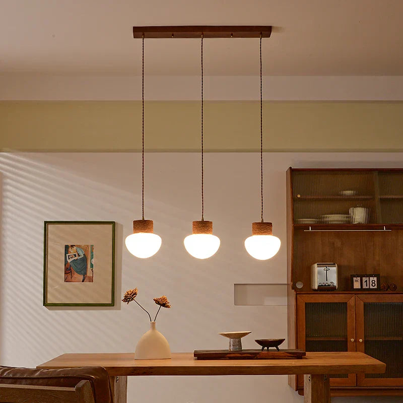 مصباح معلق DecorBites™ LED بحبل القنب - مصباح معلق زجاجي بتصميم نورديك لديكور المنزل