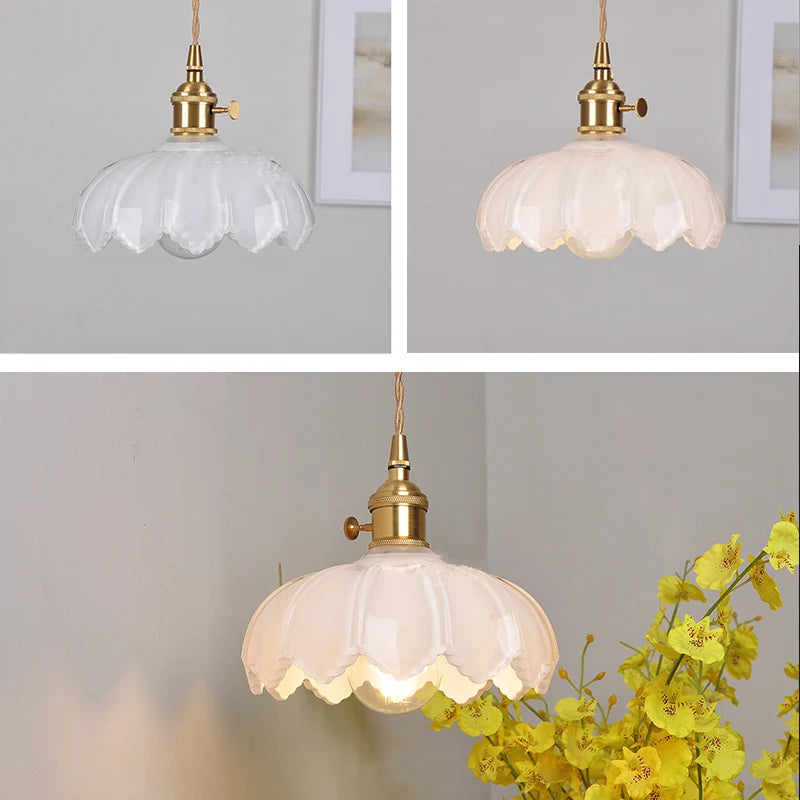 Vintage Shanghai Glass Pendant Light in Green or White