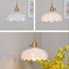 Vintage Shanghai Glass Pendant Light in Green or White