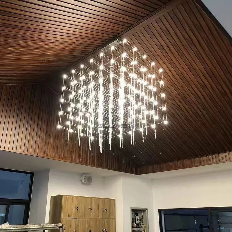 DecorBites™ Cosmos Chandelier: Nordic Silver Firefly Light for Luxe Living & Dining Rooms