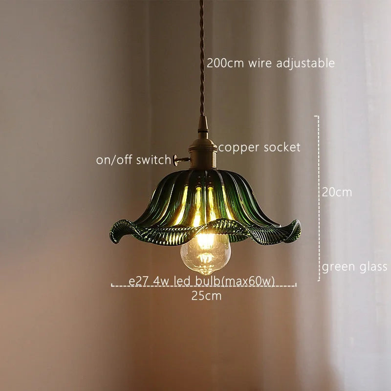 DecorBites™ Green Stripe Glass Pendant Lamp Fixture for Home Decor & Kitchen Lighting