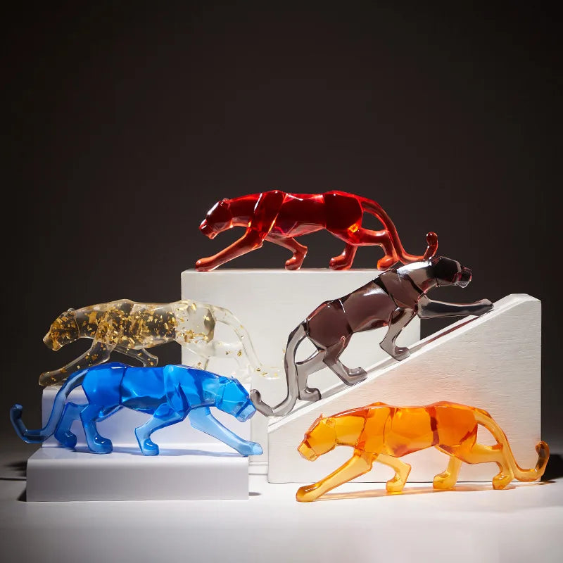 DecorBites™ Leopard Cheetah Resin Animal Sculptures for Home Decor